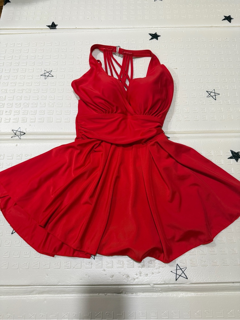 Red Strappy V-Neck Women’s Dress